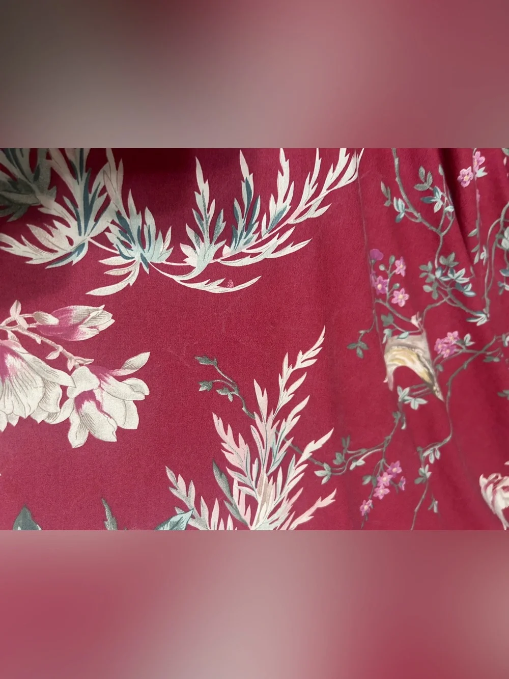 Pottery Barn King Duvet  Organic Cotton  Tropical Birds Leaves Crimson Red